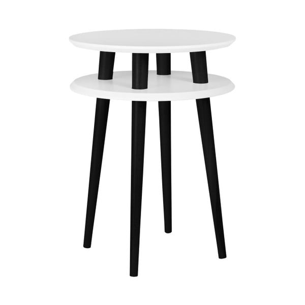 Bílý příruční stolek s černými nohami Ragaba UFO, Ø 45 cm