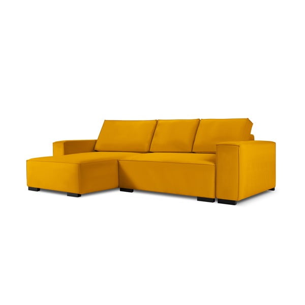 Жълт велурен разтегателен диван Azalea - Mazzini Sofas