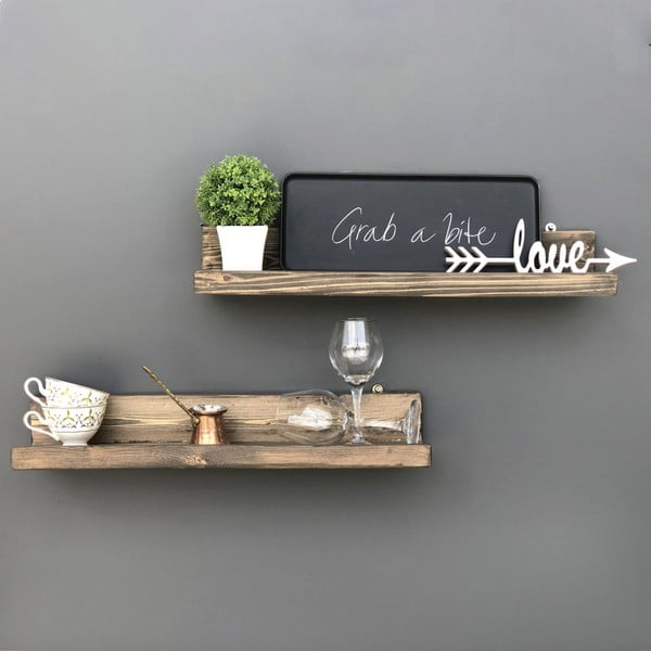 Комплект от 2 дървени стенни рафта Simple - Evila Originals-image-3