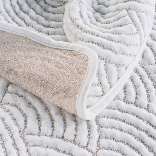 Бяло/бежово комплект шалте и калъфка за възглавница от джърси 220x240 cm Cassandra – douceur d'intérieur-image-2