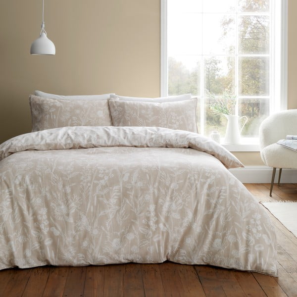 Бежово двойно  фланелено спално бельо 200x200 cm Floral Toile – Bianca-image-3