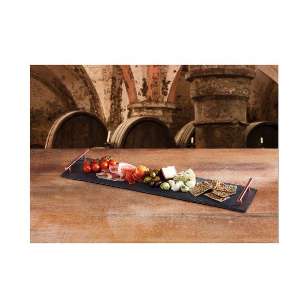 Břidlicový podnos Kitchen Craft Master Class s měděnými úchyty, délka 60 cm-image-1