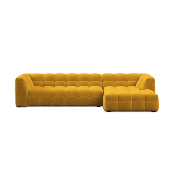 Ъглов диван от жълто кадифе , десен ъгъл Vesta - Windsor & Co Sofas