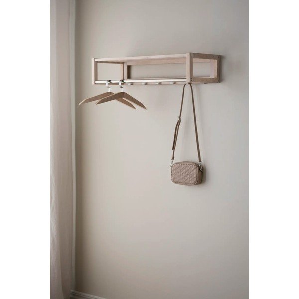 Стенна закачалка от масивен дъб естествена с рафт Confetti – Rowico-image-1