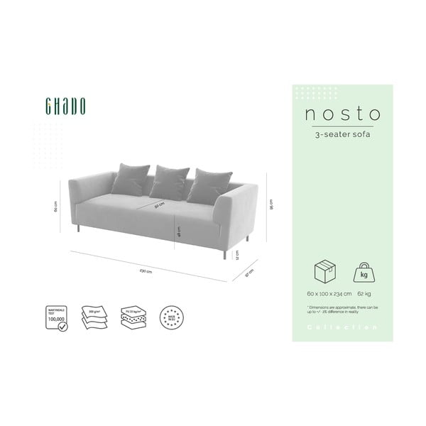 Бежов кадифен диван Nosto - Ghado-image-3
