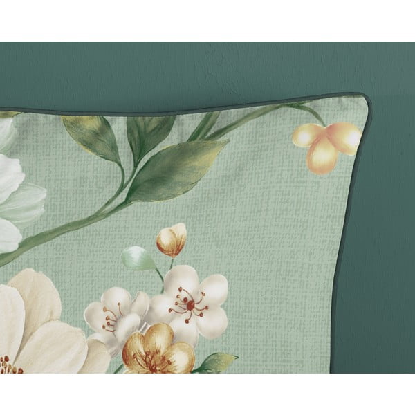 Зелено двойно удължено спално бельо от памучен сатен 200x220 cm Sizena – Descanso-image-3