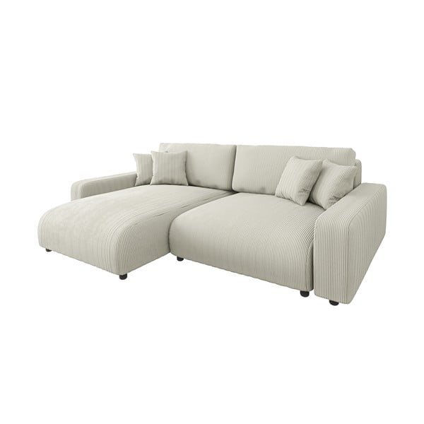 Кремав разтегателен ъглов диван от рипсено кадифе (променлив) Sara – Ropez-image-2