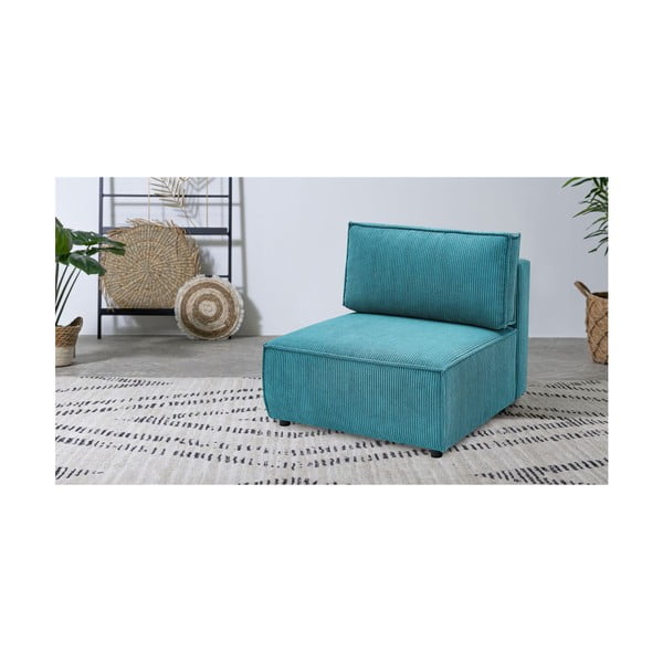 Модул за диван от син велур, централна част Nihad modular - Bobochic Paris-image-1