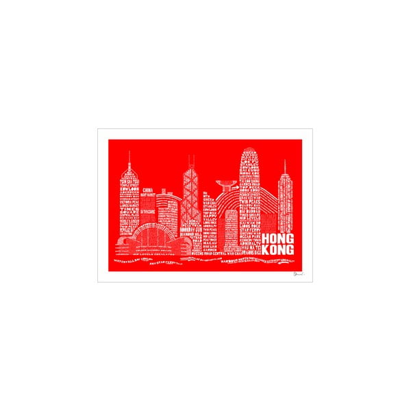 Plakát Hong Kong Red&White, 50x70 cm