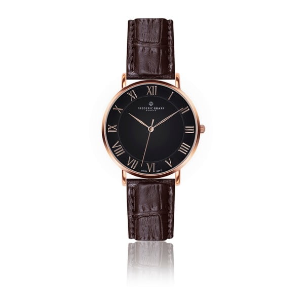 Pánské hodinky s hnědým páskem z pravé kůže Frederic Graff Rose Dom Croco Brown Leather