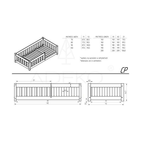 Детско разтегателно легло с място за съхранение с включена подматрачна рамка в естествен цвят 90x190 cm CP – Adeko-image-2