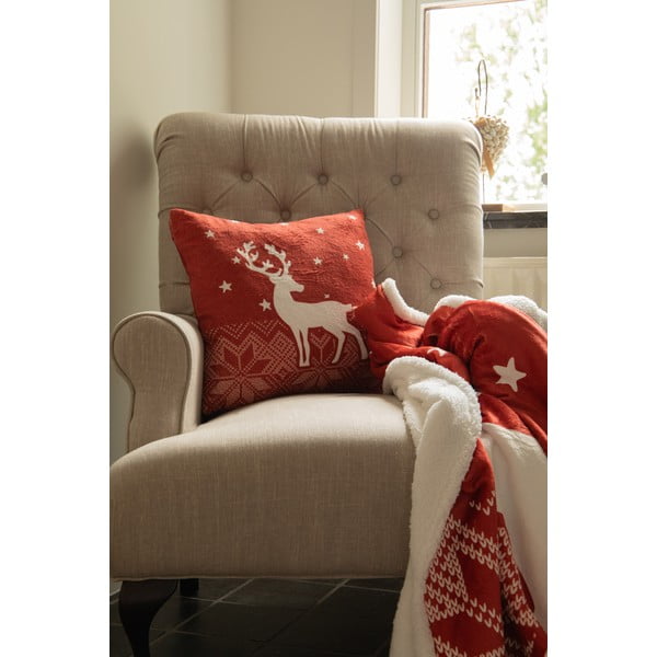 Червено одеяло с коледен мотив от шерпа 130x150 cm Xmas – Tiseco Home Studio-image-1