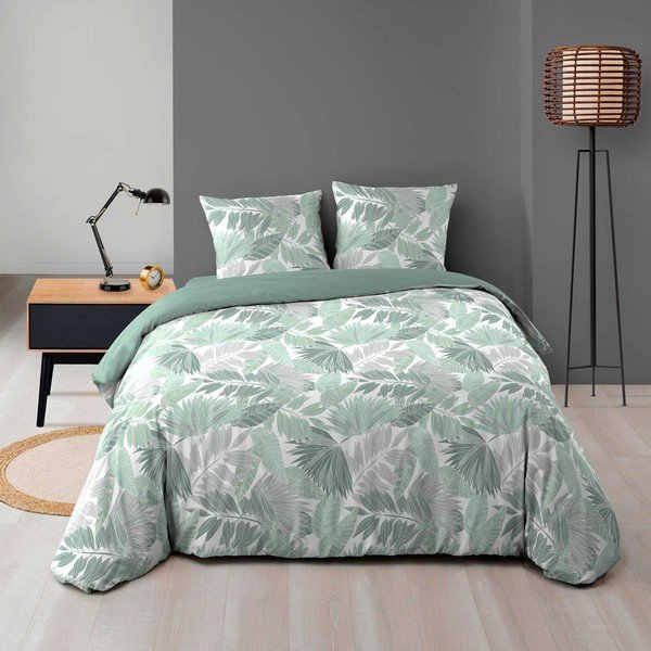 Зелено двойно /удължено спално бельо от микрофланела 240x220 cm Epicea – douceur d'intérieur-image-1