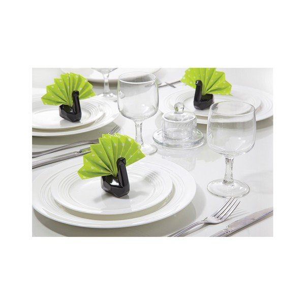 Sada keramických stojánků na ubrousky, Napkin swan 6ks, černé-image-3