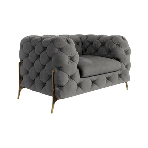 Сиво кадифено кресло Chelsea Bis – Ropez