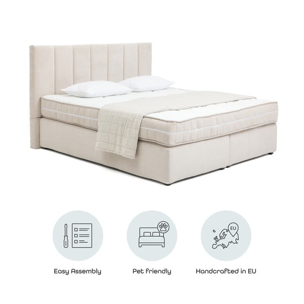 Бежово боксспринг легло 180x200 cm Olia Bold Line – Bonami Selection-image-4