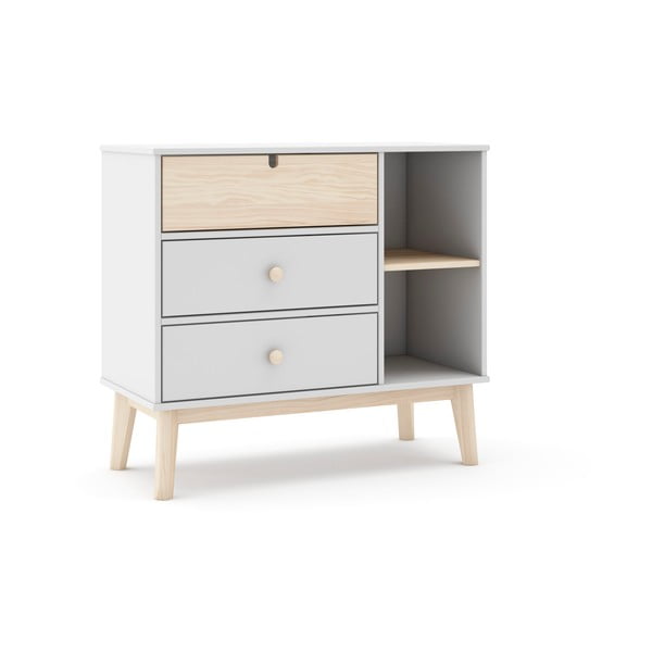 Бял нисък детски скрин 90x40 cm Estefania – Marckeric-image-3