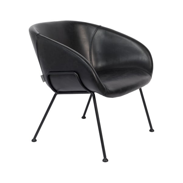 Черно кресло от изкуствена кожа Feston - Zuiver