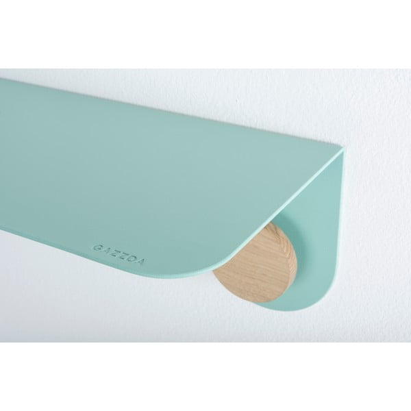 Стенен рафт от зелена стомана с детайли от дъбово дърво с 2 куки, дължина 60 см Hook - Gazzda-image-3