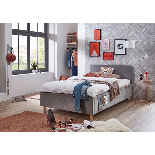 Сиво детско легло 120x200 cm без ламелно дъно Cosy – Meise Möbel-image-1