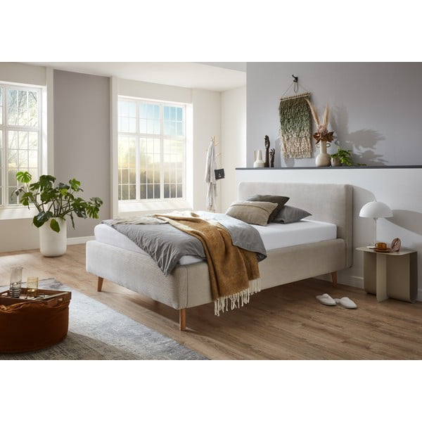 Бежово единично легло 120x200 cm тапицирано без ламелно дъно Mattis – Meise Möbel-image-1