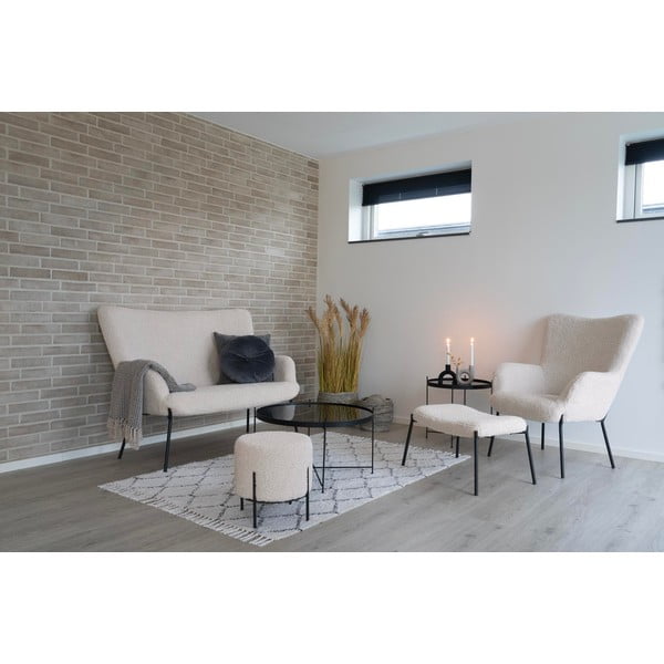 Кремава табуретка от изкуствен косъм Alford – House Nordic-image-3