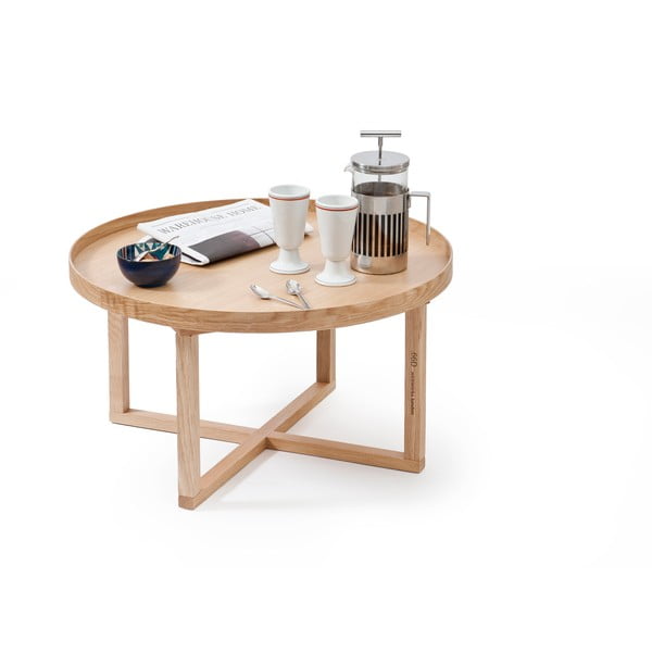 Кръгла дървена маса от дъбова дървесина Кръгла, Ø 66 cm - Wireworks-image-3