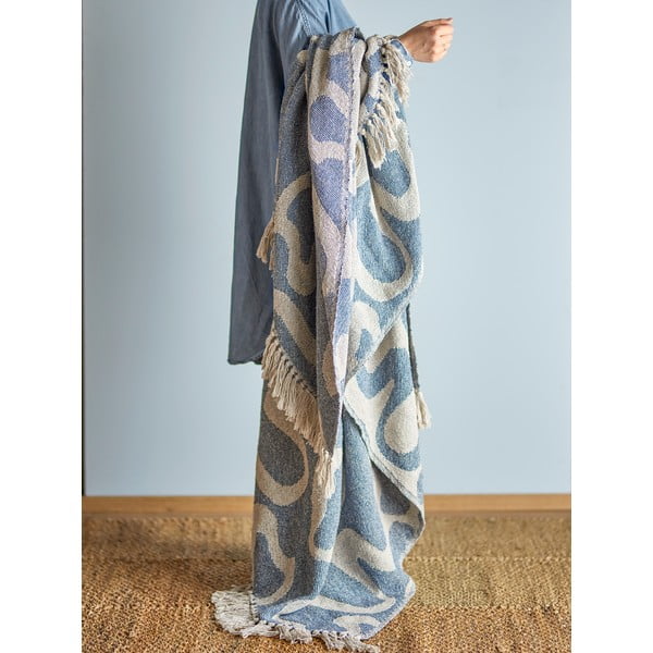 Синьо /бежово одеяло от рециклиран памук 130x160 cm Salobre – Bloomingville-image-1