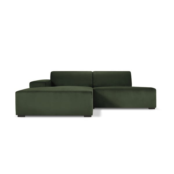 Ъглов диван от зелен велур , ляв ъгъл Hobart - Cosmopolitan Design