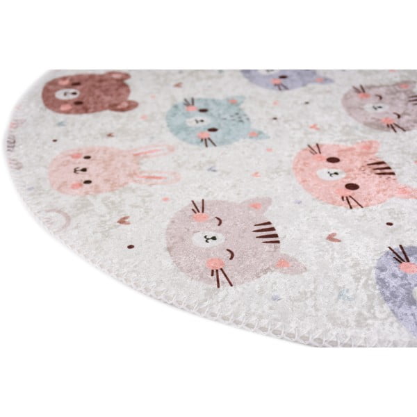 Детски килим подходящ за пране в цвят слонова кост ø120 cm Cute Animals – Vitaus-image-2