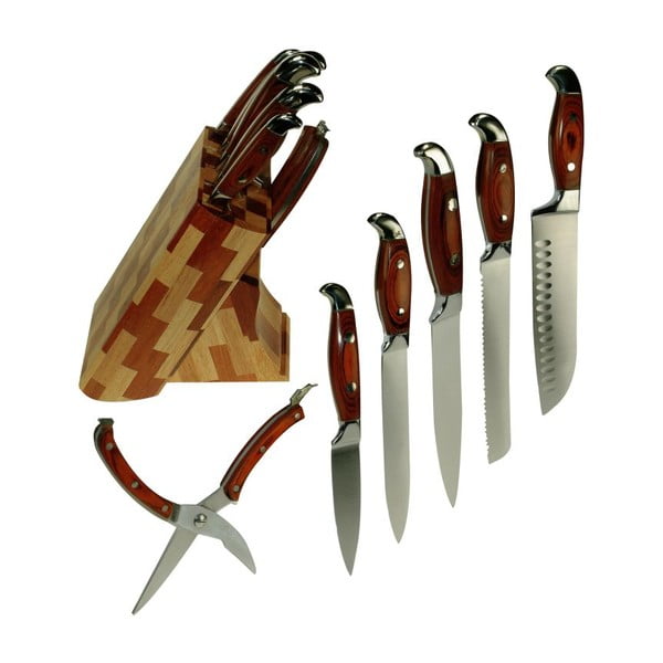 Комплект ножове със стойка Дърво Плоска - Kitchenworld