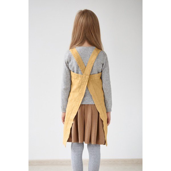 Детска жълта ленена престилка Pinafore, 72 x 45 cm - Linen Tales-image-1