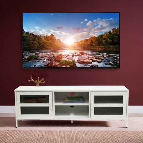 Бяла стоманена маса за телевизор 150x50x45 cm Acier – Premier Housewares-image-4