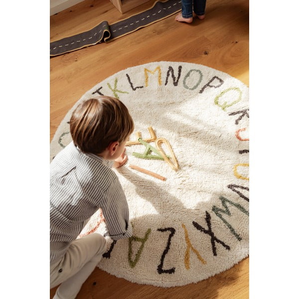 Кремаво памучно детско килимче за игра ø120 cm ABC Color and Letters – Lorena Canals-image-1