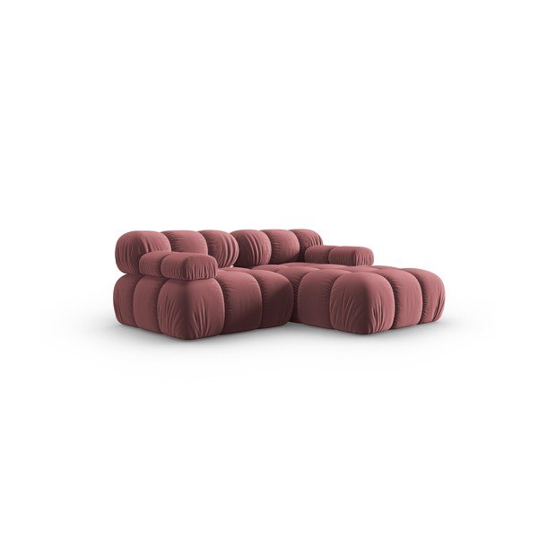 Ъглов диван от розово кадифе (десен ъгъл) Bellis - Micadoni Home-image-3