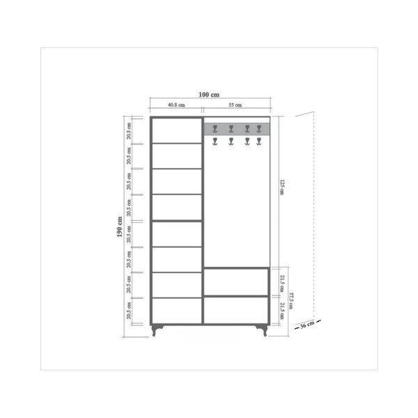 Кафяво-бяла стена в коридора с огледало Inci Tree, височина 196 cm - Vella-image-3