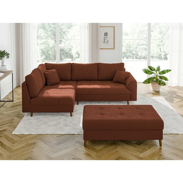 Табуретка  от рипсено кадифе в тухлен цвят Ariella – Ropez-image-3