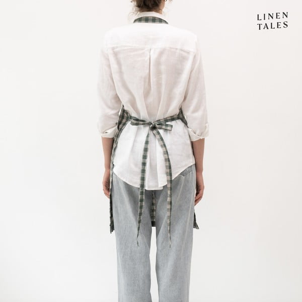 Ленена престилка Forest Green Gingham – Linen Tales-image-1