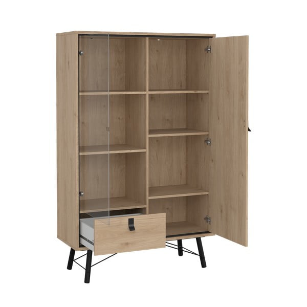 Витрина от дъбов декор  в естествен цвят 102x162x40 cm Ry – Tvilum-image-3