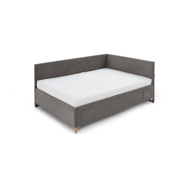 Антрацитно тапицирано ъглово детско легло 120x200 cm без ламелно дъно Cool – Meise Möbel