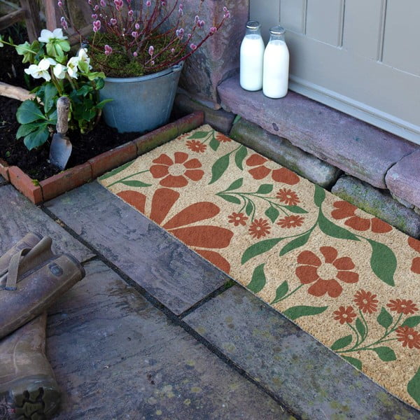 Изтривалка от кокосови влакна 40x120 cm Red & Green Floral – Artsy Doormats-image-2