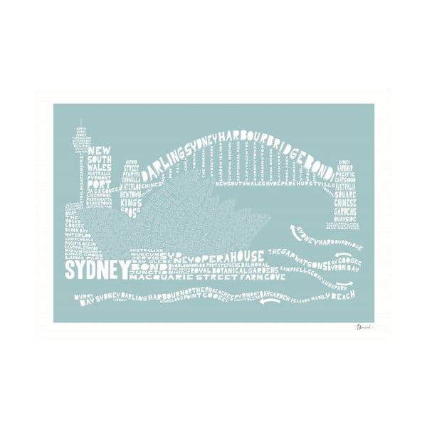 Plakát Sydney Blue&White, 50x70 cm