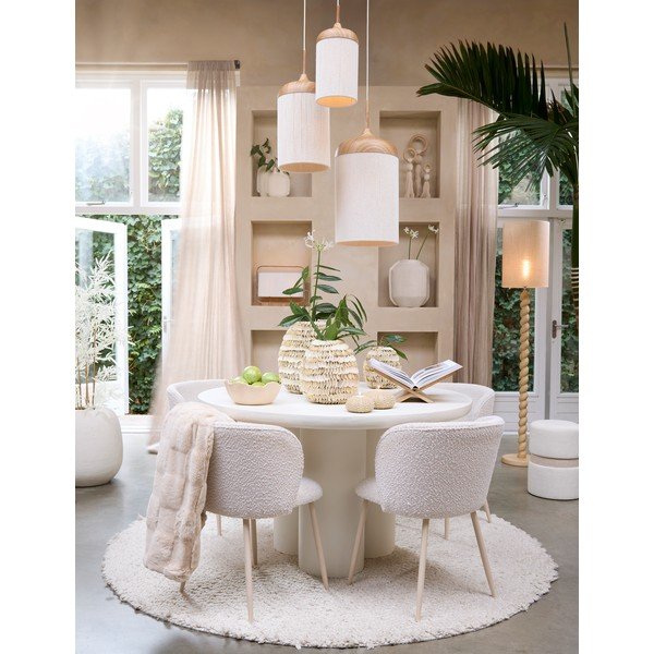 Кремав тапициран трапезен стол Elyna – Light & Living-image-3