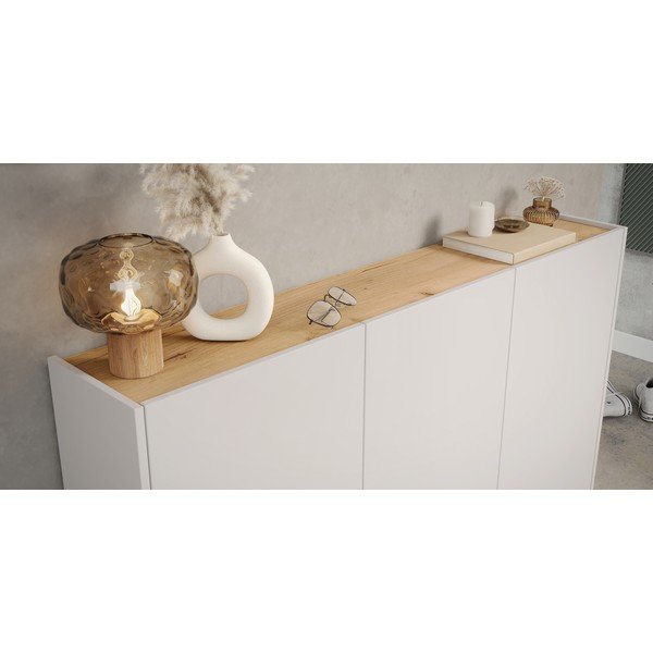 Кремаво шкафче с дъбов декор 138x105x25 cm Libbiano – Germania-image-3