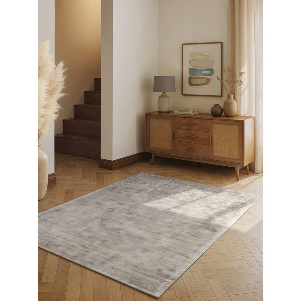 Сив ръчно изработен килим от вискоза 80x150 cm Noemi – Vikosa-image-1