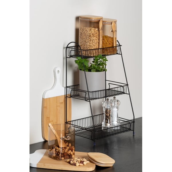 Черен метален кухненски рафт с 3 рафта Tidy - PT LIVING-image-1