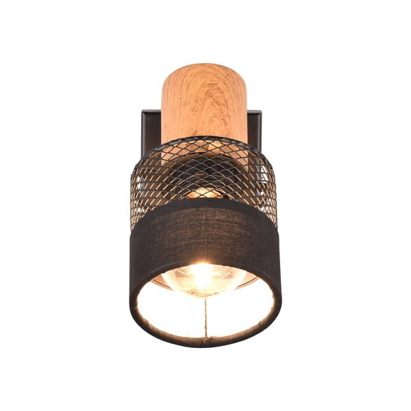 Стенна лампа в черен и естествен цвят ø 7 cm Nandini - Trio-image-2