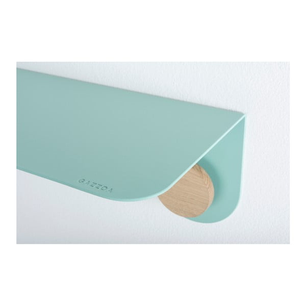 Стенен рафт от зелена стомана с детайли от дъбово дърво с 2 куки, дължина 70 см Hook - Gazzda-image-3