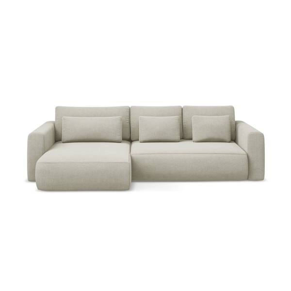 Бежов разтегателен ъглов диван с място за съхранение (ляв ъгъл) Kapua – Makamii