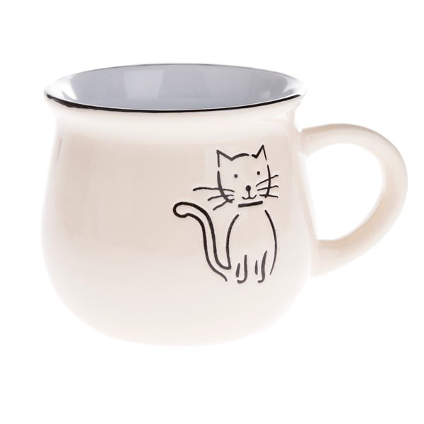 Бежова керамична чаша с изображение на котка , обем 0,3 л - Dakls